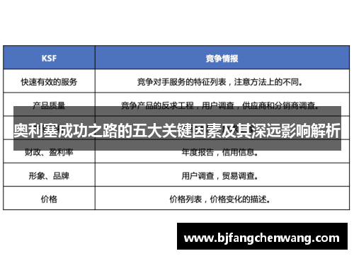 奥利塞成功之路的五大关键因素及其深远影响解析